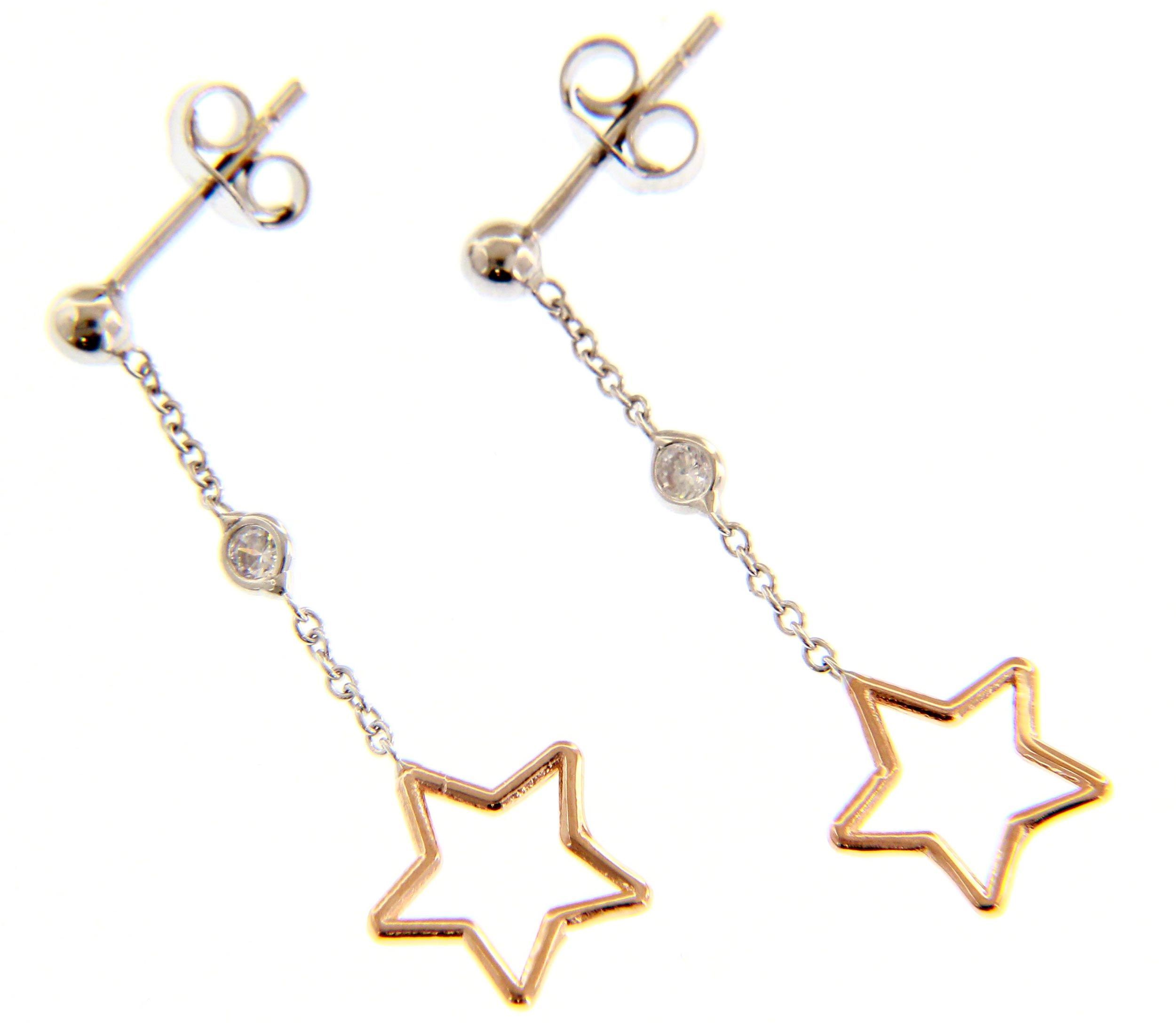 Λευκόχρυσα σκουλαρίκια με αστεράκια απο ροζ χρυσό κ14 (code S239269)